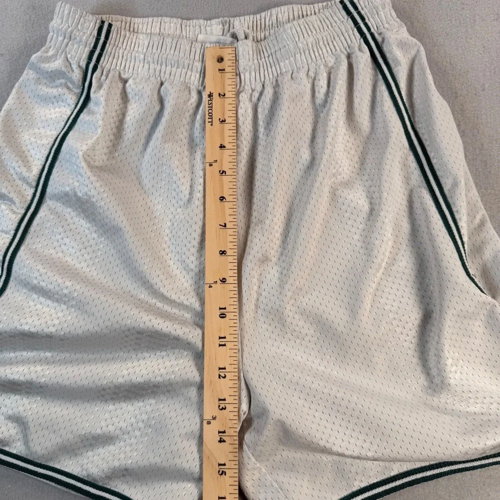 Adidas Mens Mesh Basketball Shorts White Green Gold Logo Vintage Style Small